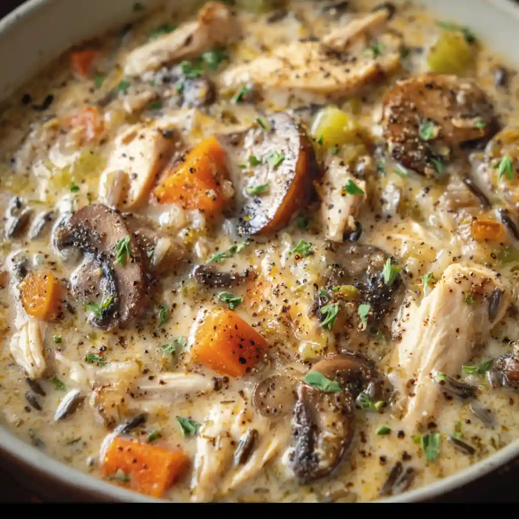 Mushroom Chicken and Wild Rice Soup