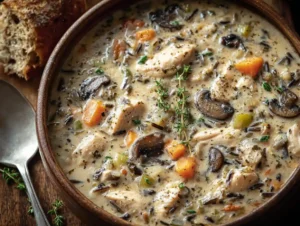 Mushroom Chicken and Wild Rice Soup