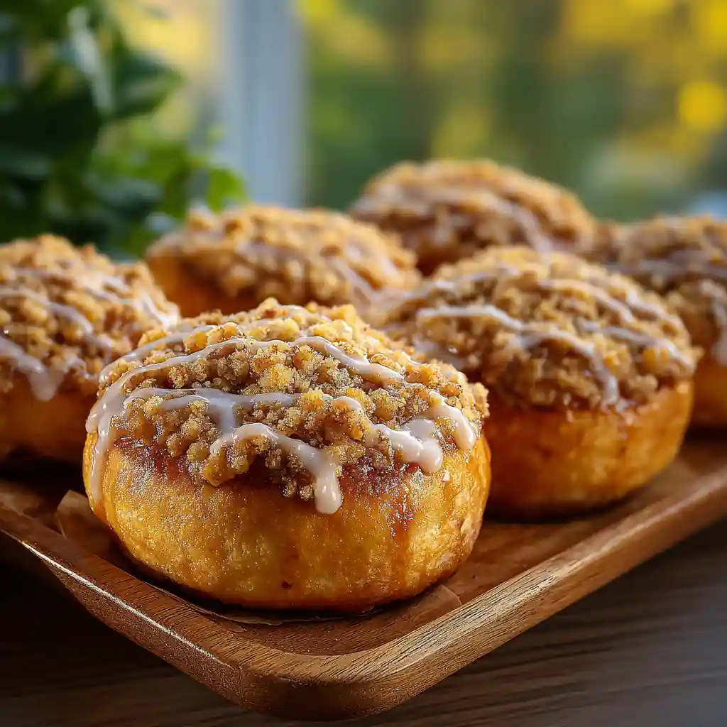 Apple Cheesecake Buns with a Crumble Topping and Sweet Glaze