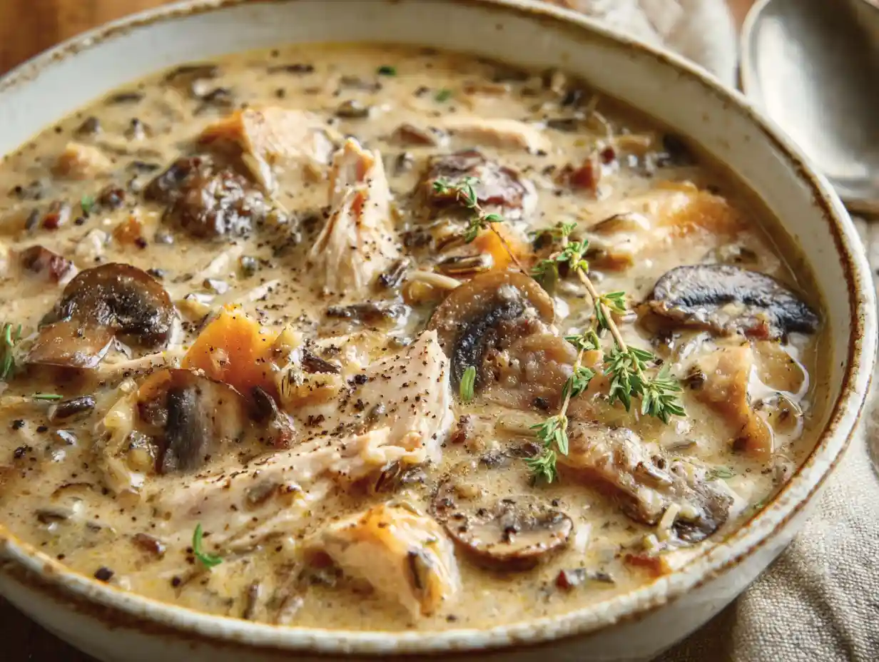 Creamy Mushroom Chicken and Wild Rice Soup