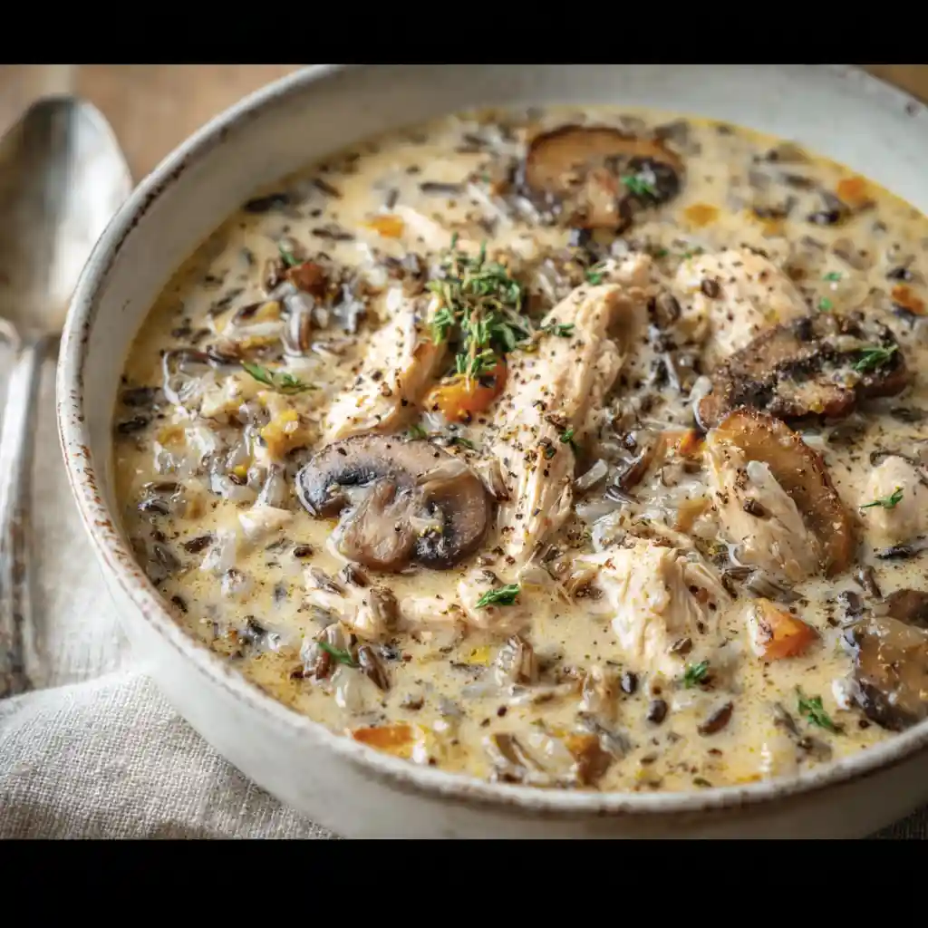 Creamy Mushroom Chicken and Wild Rice Soup