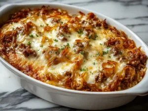 French Onion Beef & Rice Casserole