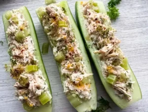 Keto Chicken Cucumber Boats
