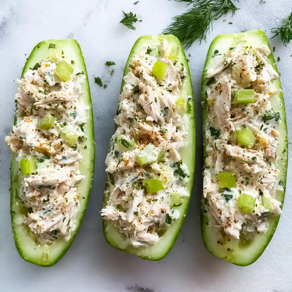 Keto Chicken Cucumber Boats