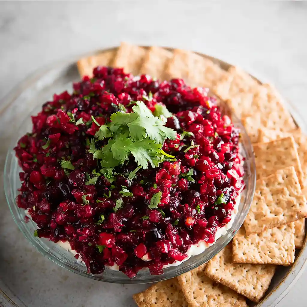 Cranberry Salsa over Cream Cheese