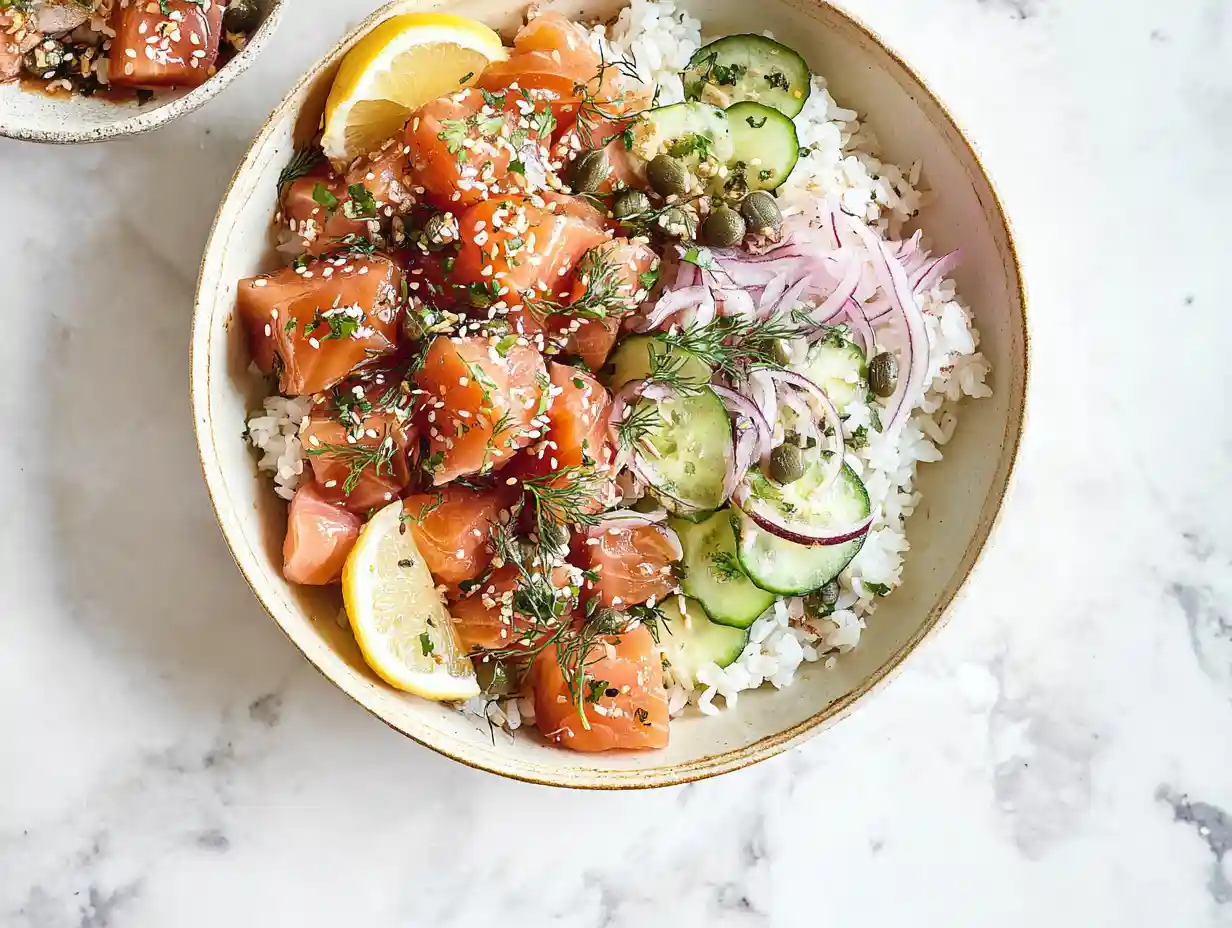 Amazing Miso Soy Salmon Sashimi Bowl Recipe